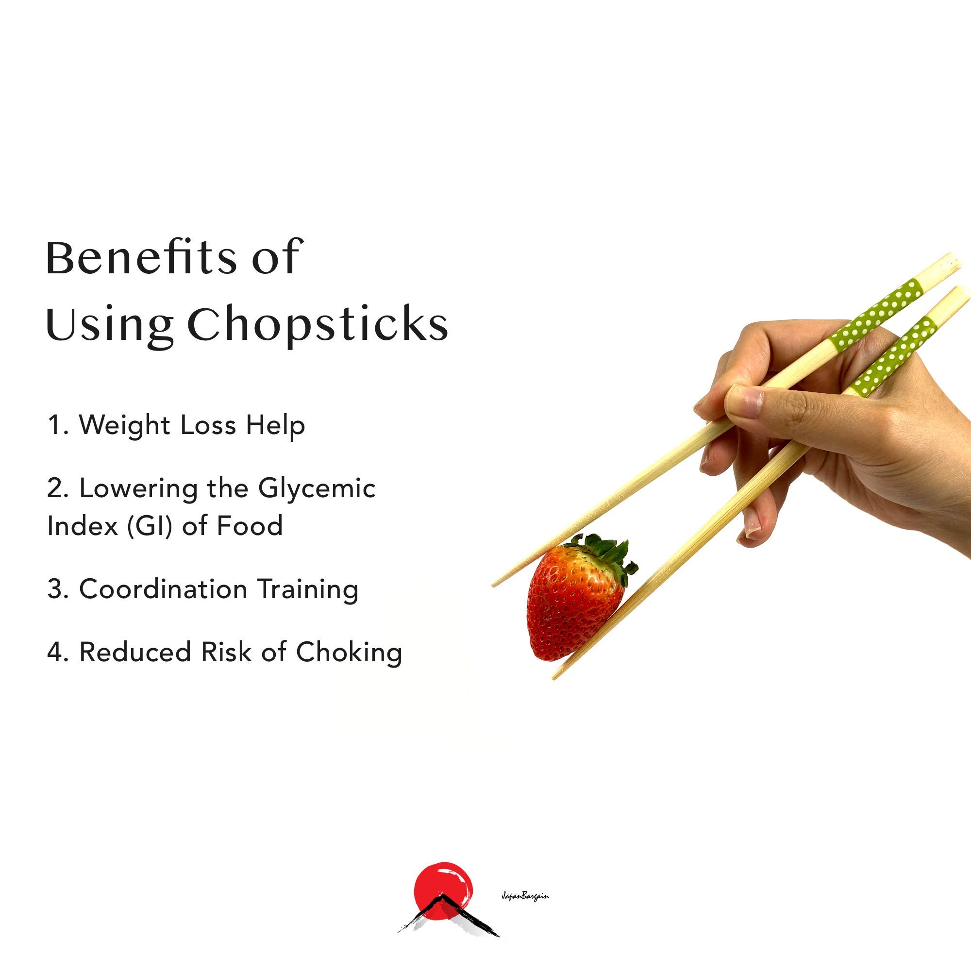 JapanBargain, Bamboo Chopsticks Reusable Japanese Chinese Korean Wood Chop Sticks Hair Sticks 5 Pair Gift Set Dishwasher Safe, 9 inch (1, Ivory-Dot) — Amazon image 4