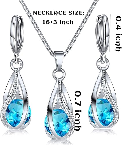 Miniatura 7 de IFKM Silver Jewelry Sets for Women Rhinestone Crystal CZ Bridal Bridesmaid Accessories Necklace Earrings set for Wedding Prom Anniversary Birthday