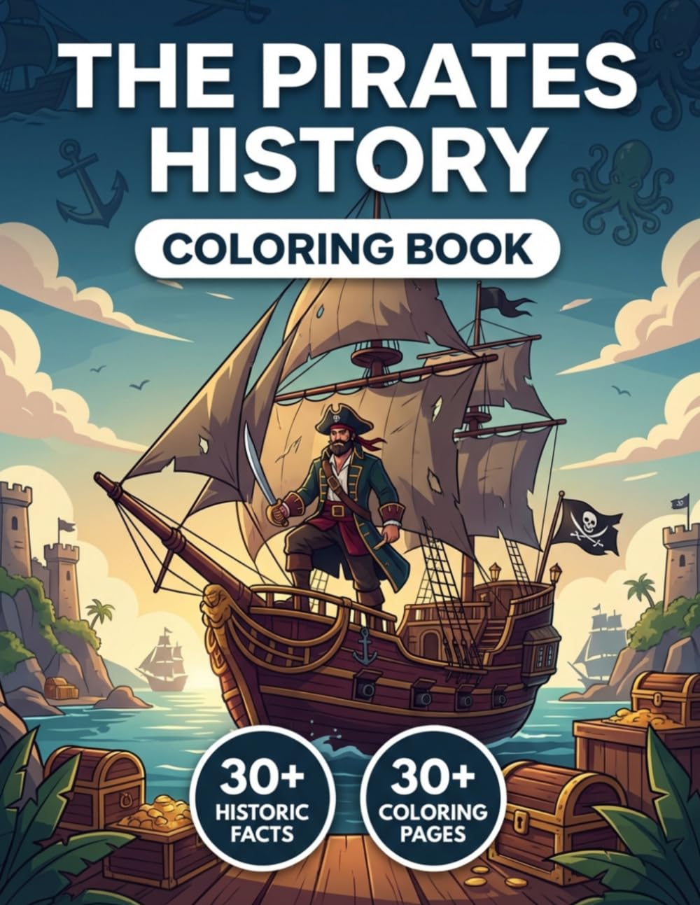 The Epic History of Pirates Coloring Book: Relive the True History of the High Seas from Ancient Raiders to the Caribbean | Realistic Illustrations, Chronological Journey & Educational Captions