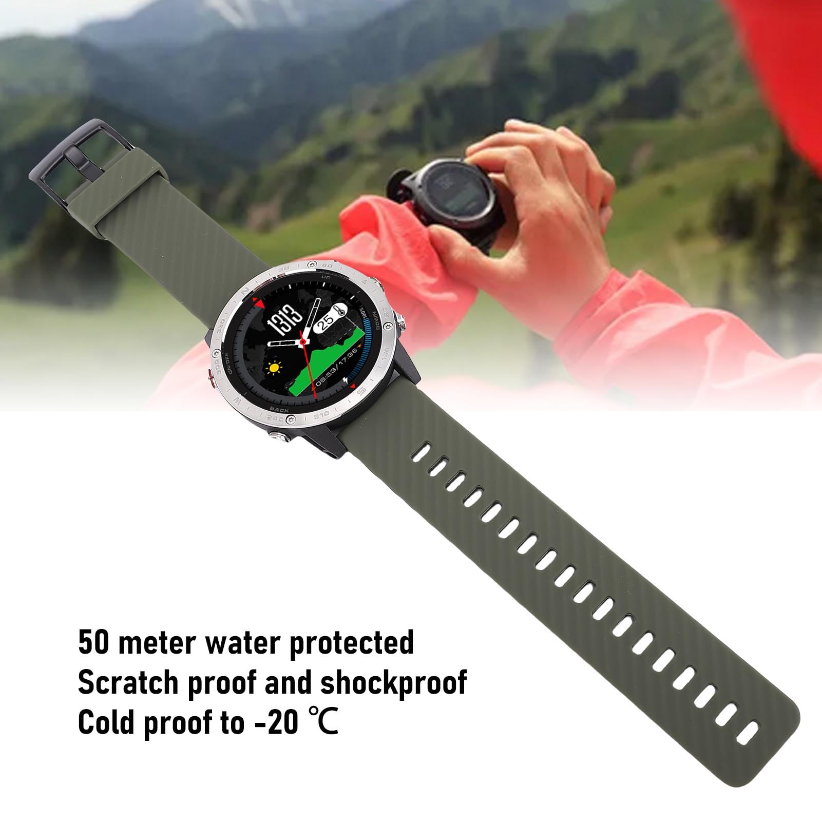 Orologio Sportivo Intelligente da 1,3 Pollici Tracker Fitness Impermeabile per attività All'aperto da Uomo con Cinturino in Silicone