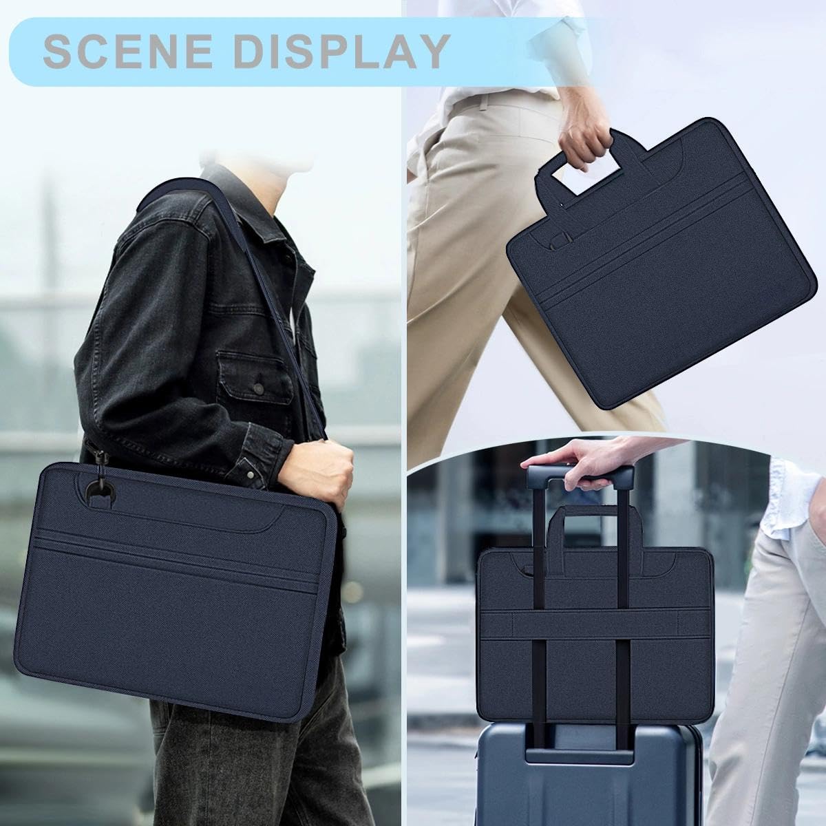 HSEOK Borsa a Tracolla per Laptop da,Resistente e Protettiva Antiurto con Tasche Multiple,Compatibile con e la maggior parte dei Notebook da 13"-17.3"