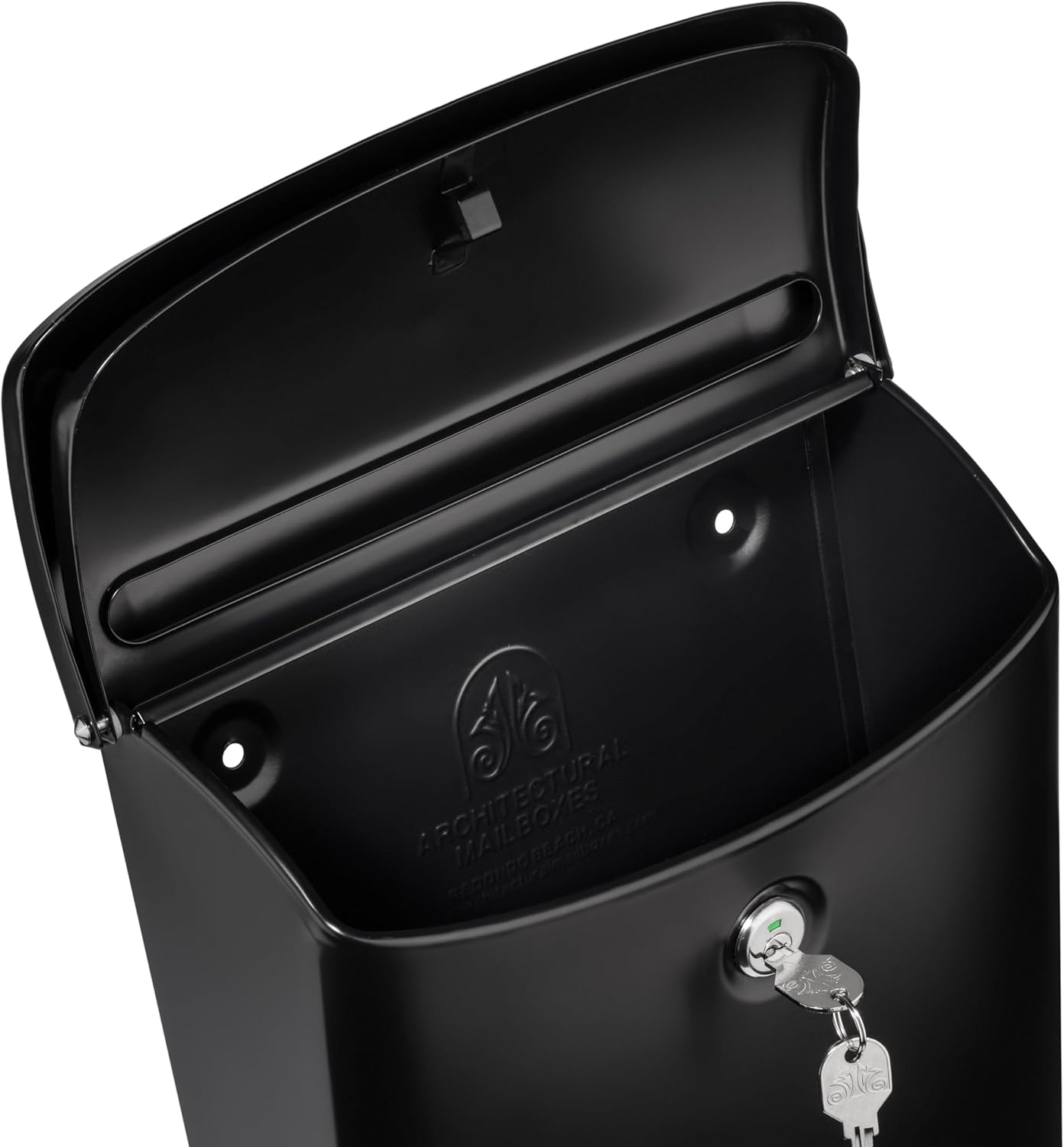 Architectural Mailboxes Parkside™ Locking, Vertical Wall-Mounted Mailbox for Outside, Metal Galvanized Steel Medium Mail Box with Lock and Key Drop Box, Black