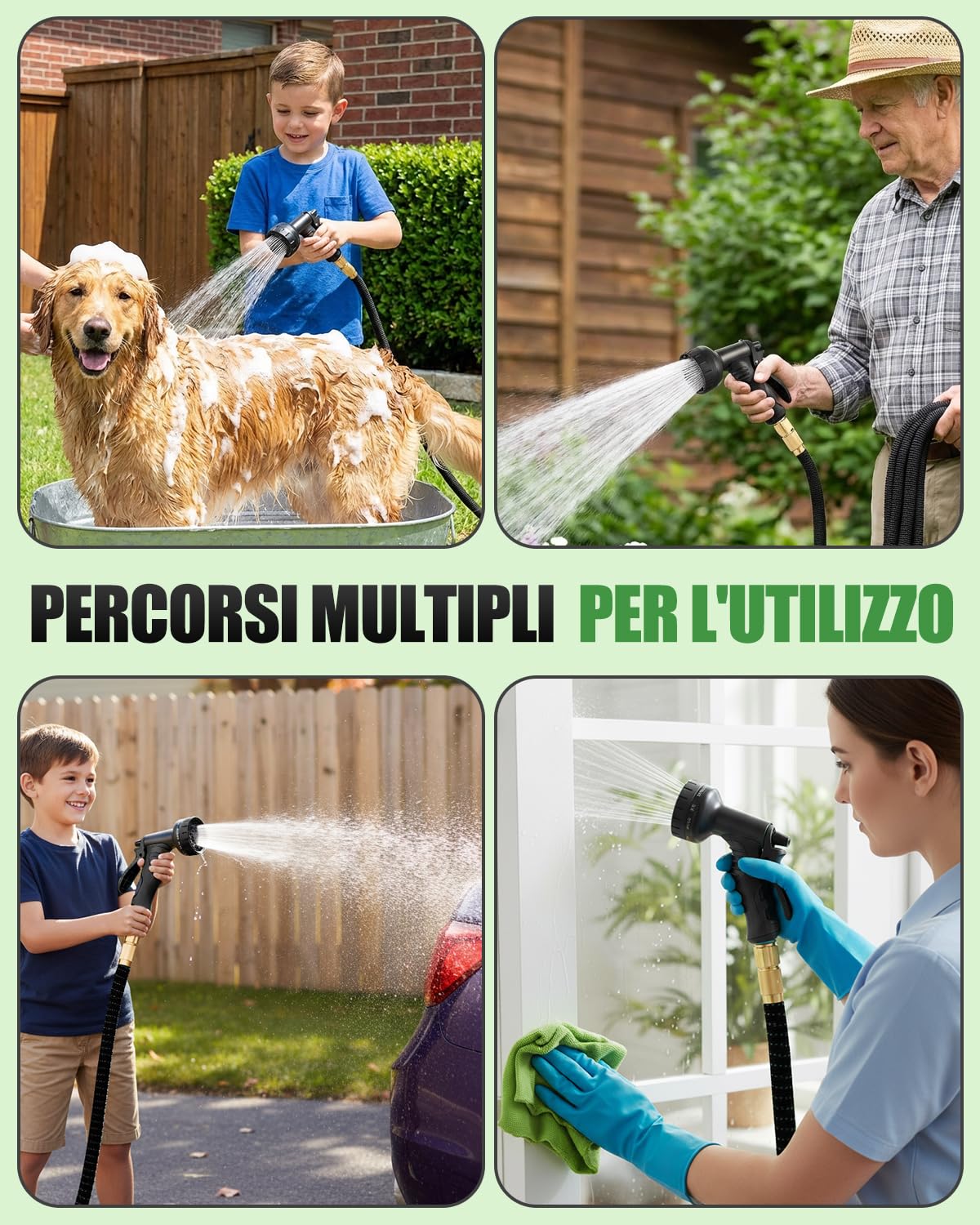 Tubo Flessibile Giardino 30m Nero, Canna Acqua Estensibile Professionale per Grandi Superfici, Tubo Magico Allungabile Anti-Piegatura, Connettori Rapidi