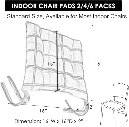 Miniatura 2 de Cojines para sillas de comedor, paquete de 2 cojines tradicionales para sillas de cocina, juego de 2 cojines de asiento para cocina, sofá, oficina,