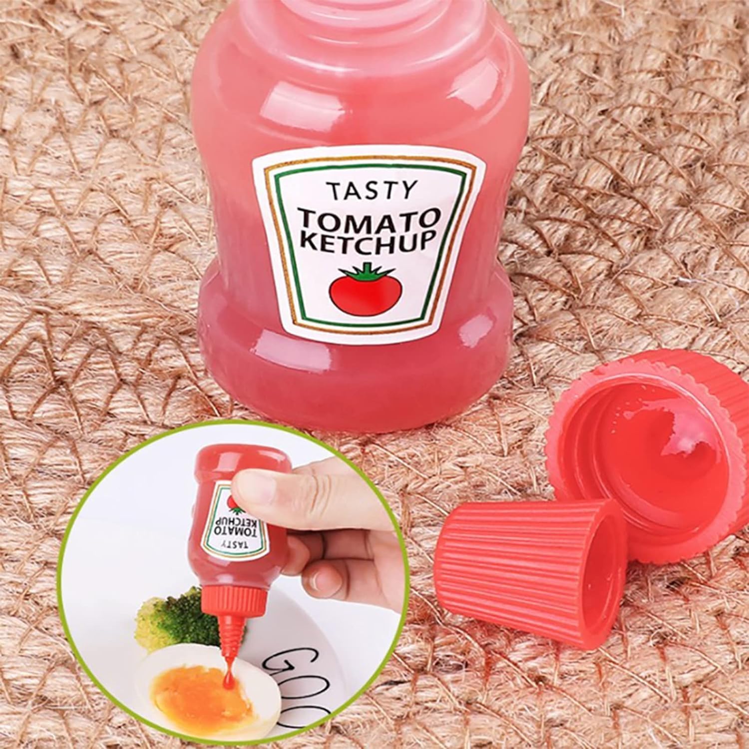 4 Stück Mini-Flaschen, Mini-Ketchup-Flasche, Maggi-Flasche, Gewürzflasche, Saucenflasche, Mini-Salzspray, scharfe Sauce, Barbecue-Sauce, Tomatensauce, Olivenöl, Mayonnaise, Sauce und