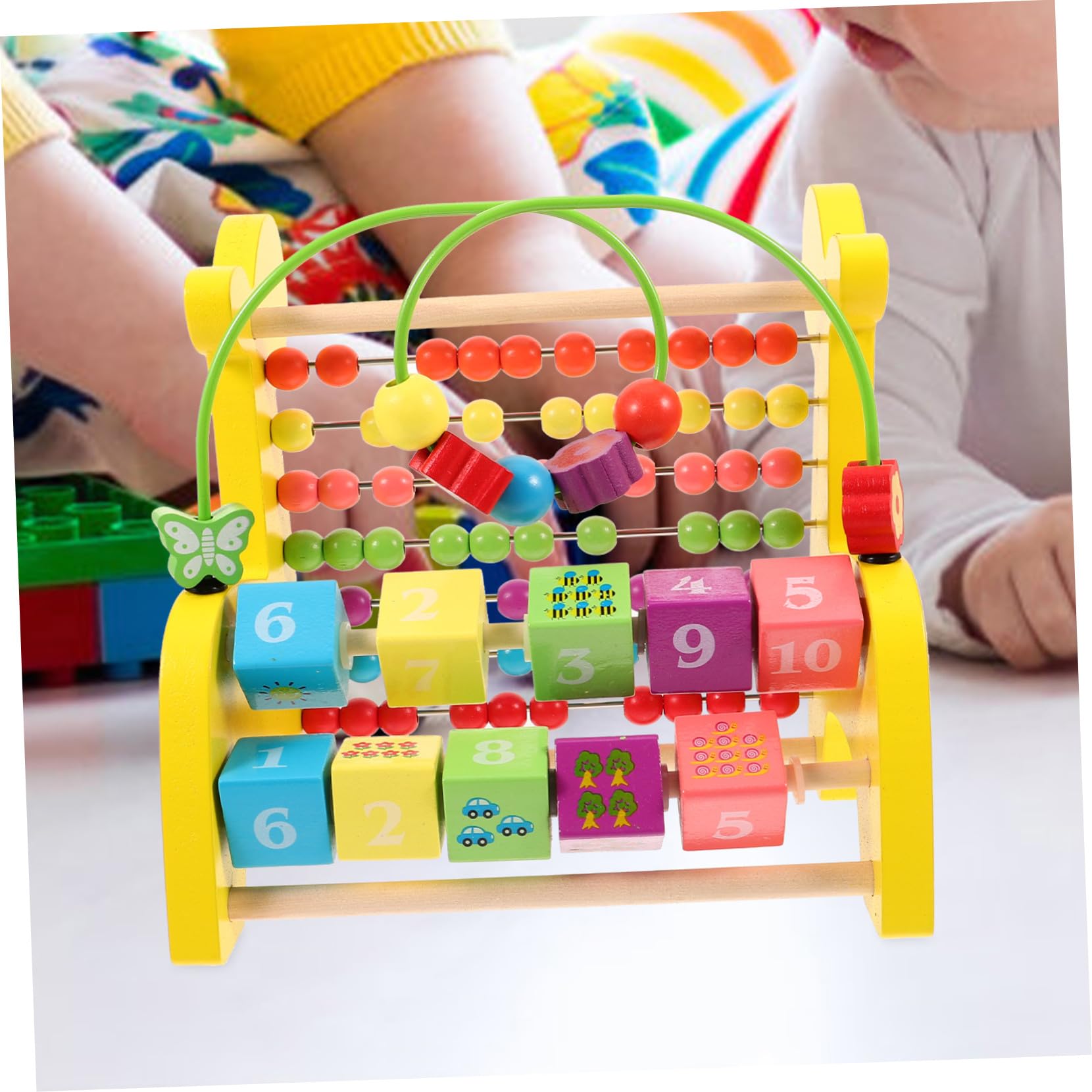 BESTonZON Abaco Giocattolo Giraffa in Legno per Ragazzo Ragazza, 1 Pz | Strumento Didattico per Contare, Riconoscimento di Numeri, Figure e Colori, per Ragazzo Ragazza