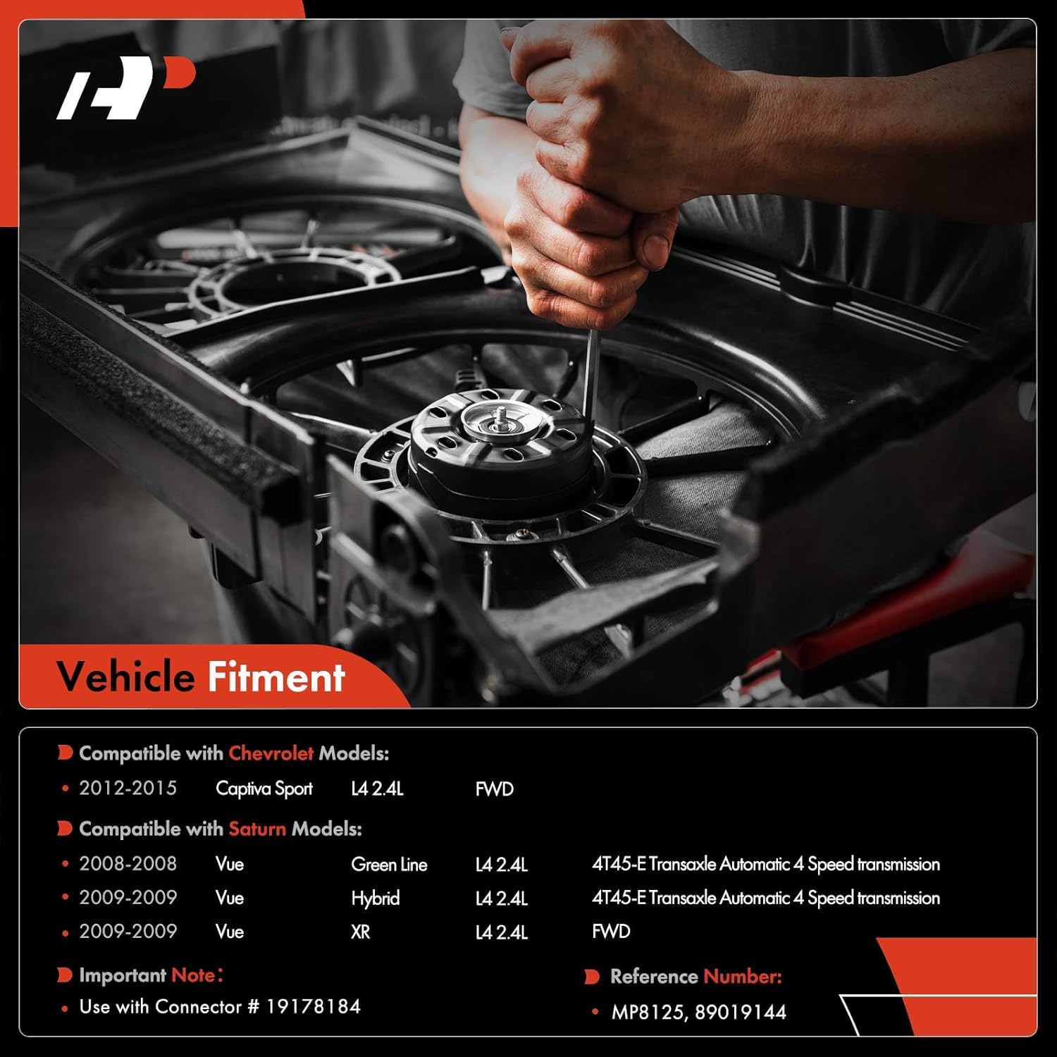 A-Premium Engine Radiator Cooling Fan Motor Compatible with Chevrolet Captiva Sport 2012-2015 & Saturn Vue 2008-2009, L4 2.4L, Replace# 89019144