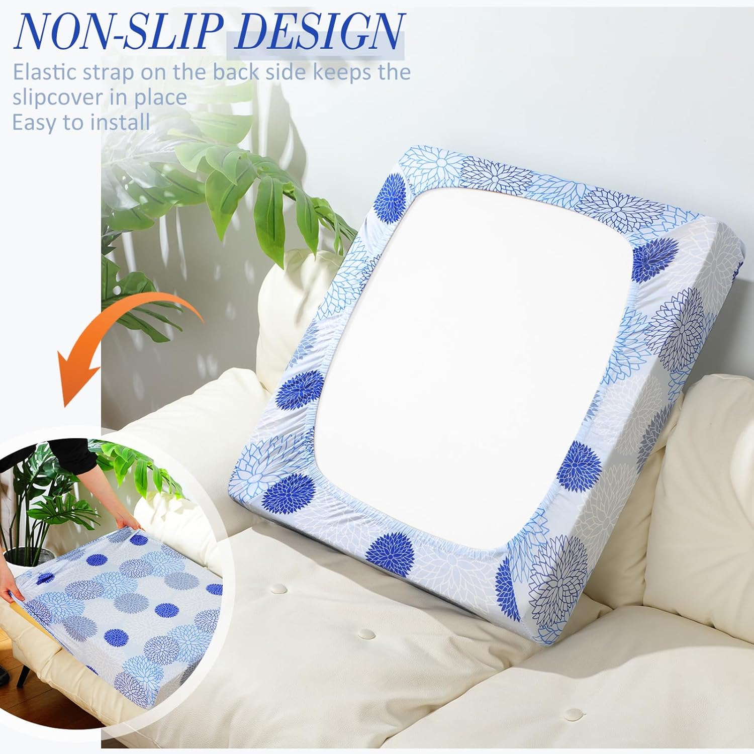Newwiee 8 Pcs Stretch Patio Cushion Covers Dahlia Flower Outdoor Cushion Cover Replacement Furniture, Floral Sofa Couch Slipcovers Waterproof Washable Thin Breathable Summer Home Decor(Stylish Color)