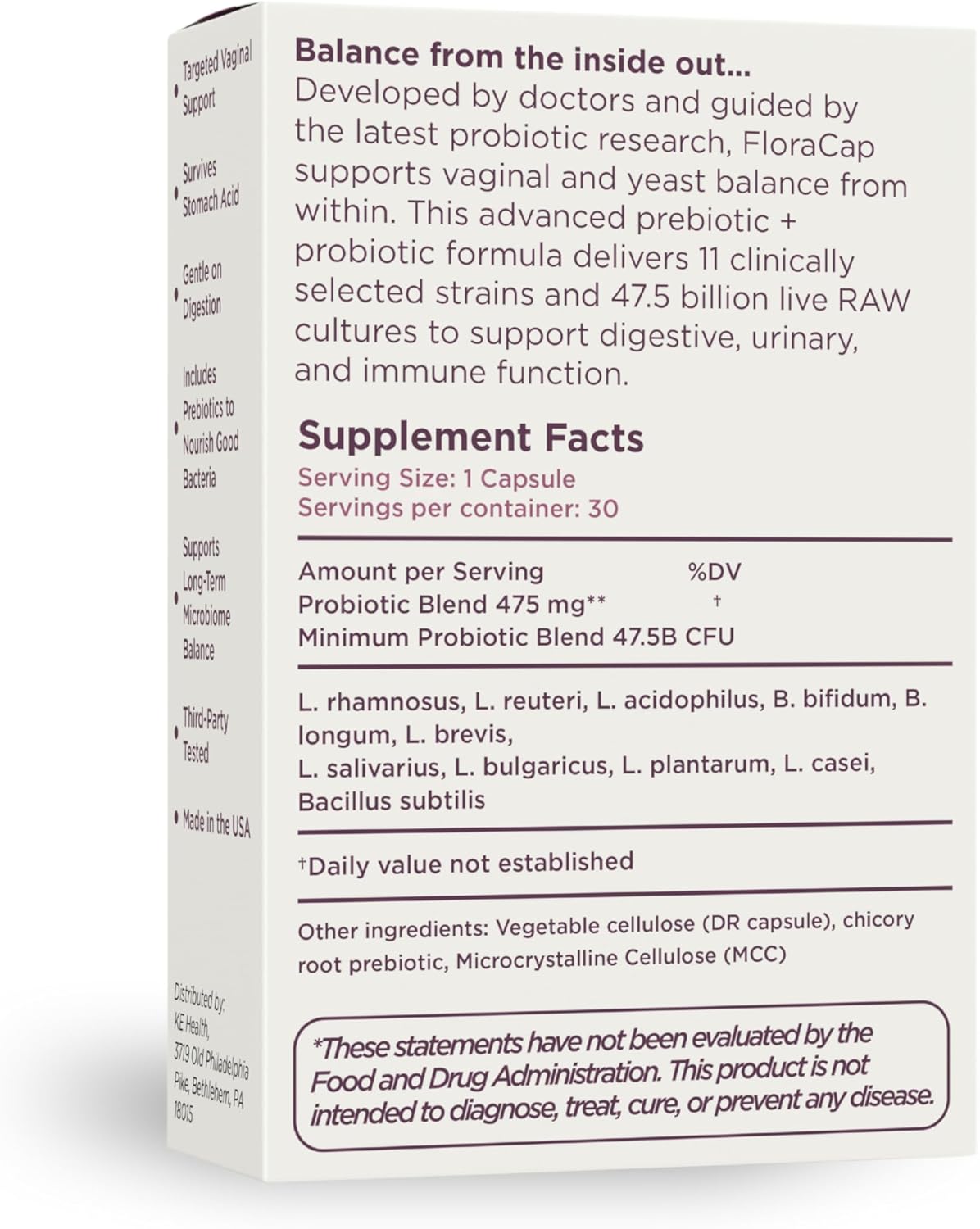FloraCap Vaginal Probiotics for Women - 30 Oral Capsules - Heale Doctor Formulated Probiotics for Feminine Health, pH, Urinary Tract & Healthy Vaginal Flora - Reduce Odor, Itching, & Discomfort