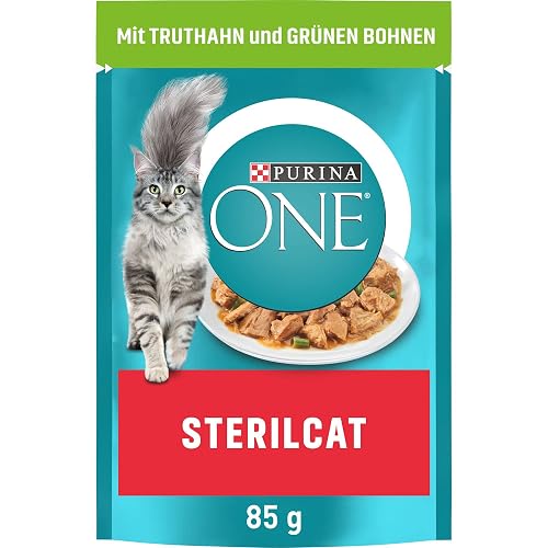 PURINA One STERILCAT Comida para Gatos húmeda, tiernos trozos en Salsa para Gatos esterilizados, con Pavo