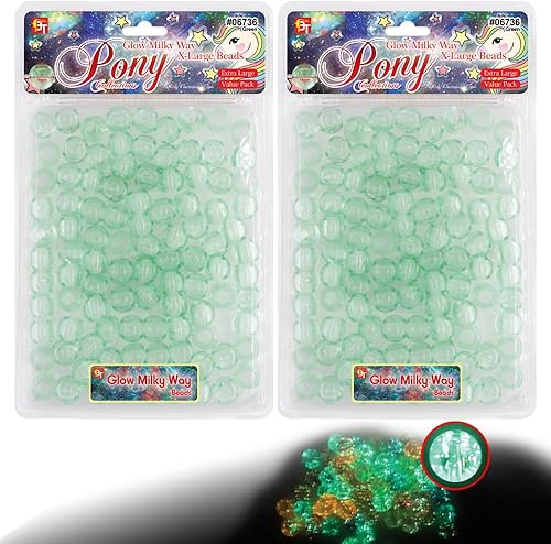 Vista 21 de Kit de 200 cuentas para hacer joyas, bricolaje, trenzar el cabello, pulsera, adornos, manualidades, poni redondo extra grande + 2 cuentas incluidas