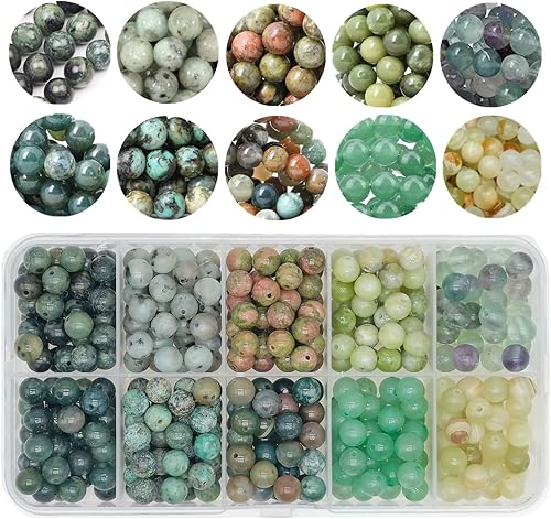 Basigeese 400 cuentas de cristal natural de 10 colores, mezcla de 0.31 pulgadas, cuentas espaciadoras de piedra auténtica, cuentas redondas sueltas disponible en Yaxa Colombia