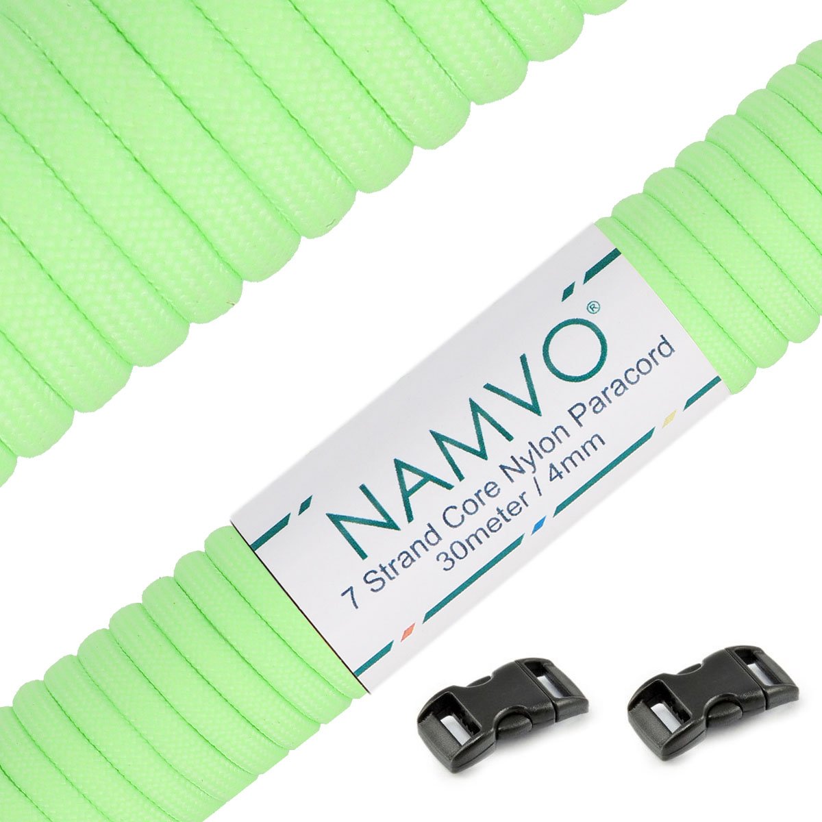 Namvo Luminous Green 550 Luminous Glow In The Dark Paracord Mil Spec Type Iii 7 Strand Parachute Cord Green 100Ft / 30 Meters