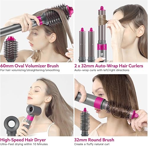 Miniatura 5 de webeauty - Cepillo secador de pelo, 5 en 1, un solo paso, juego de cepillos de aire caliente profesionales para secado rápido, secado de rizos,