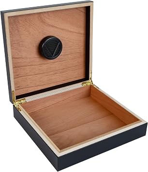 Prestige Import Group Chateau Small Cigar Humidor with Humidifier - Capacity: 20 Cigars - Color: Black