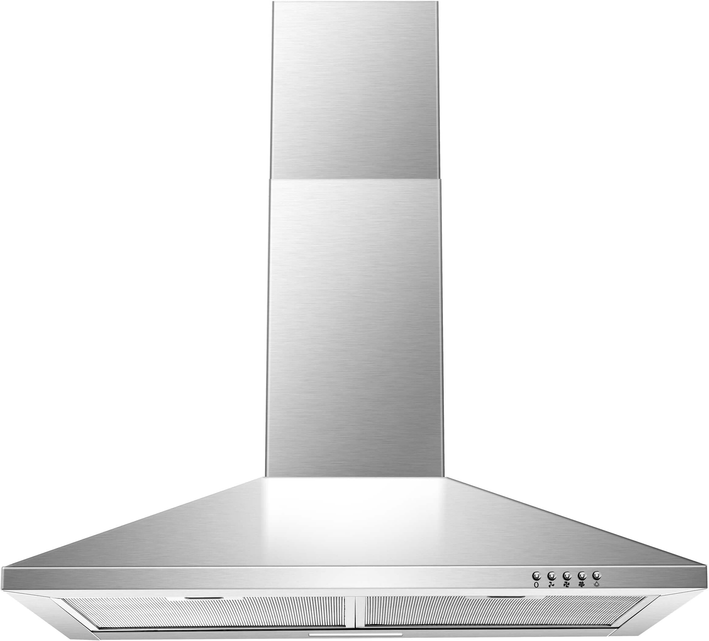 SNDOAS Range Hood 30 inch,Wall Mount Range Hood in Stainless Steel With Ducted/Ductless Convertible,Stove Vent Hood with Aluminum Filters,3 Speed Exhaust Fan,LED Light,Button Control