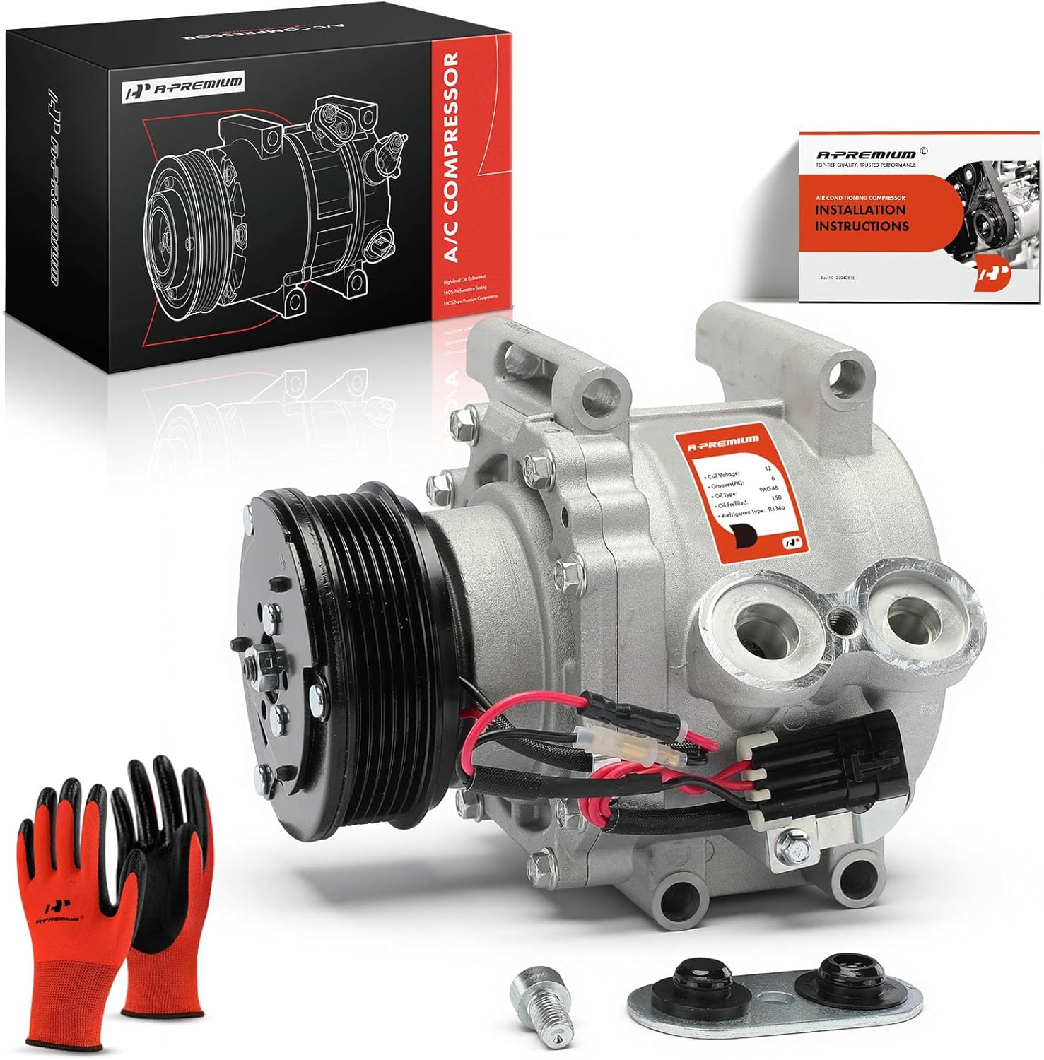 A-Premium Air Conditioner AC Compressor with Clutch Compatible with Chevrolet Trailblazer, Trailblazer EXT & GMC Envoy, Envoy XL, Envoy XUV & Buick Rainier & Isuzu Ascender & Oldsmobile Bravada