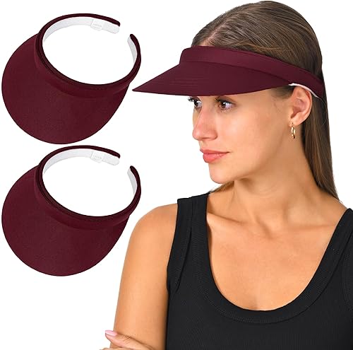 Paquete de 2 viseras para mujeres y hombres, sombrero de sol con clip, ajustable, gorra deportiva de ala ancha