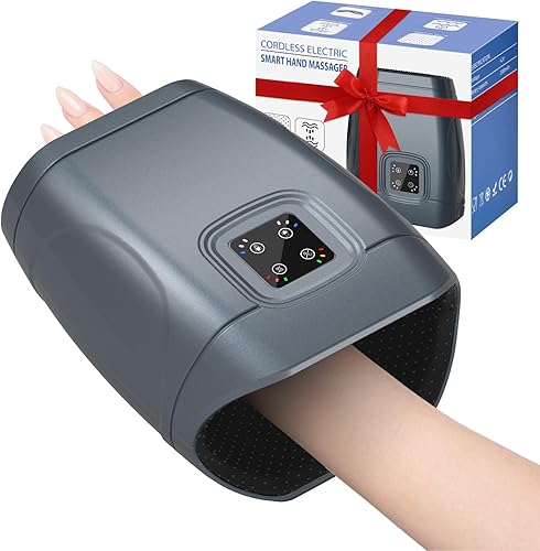 JQX Masajeador de manos con calor y compresión, masajeador de manos eléctrico inalámbrico, 3 niveles de presión para dedos, regalos para mujeres y