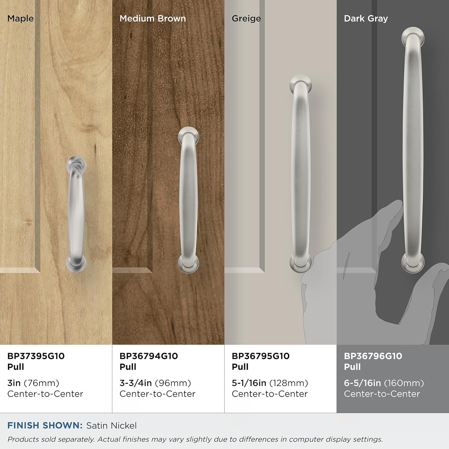 Amerock, Satin Nickel, 6-5/16 inch (160mm) Center-to-Center - Image 3