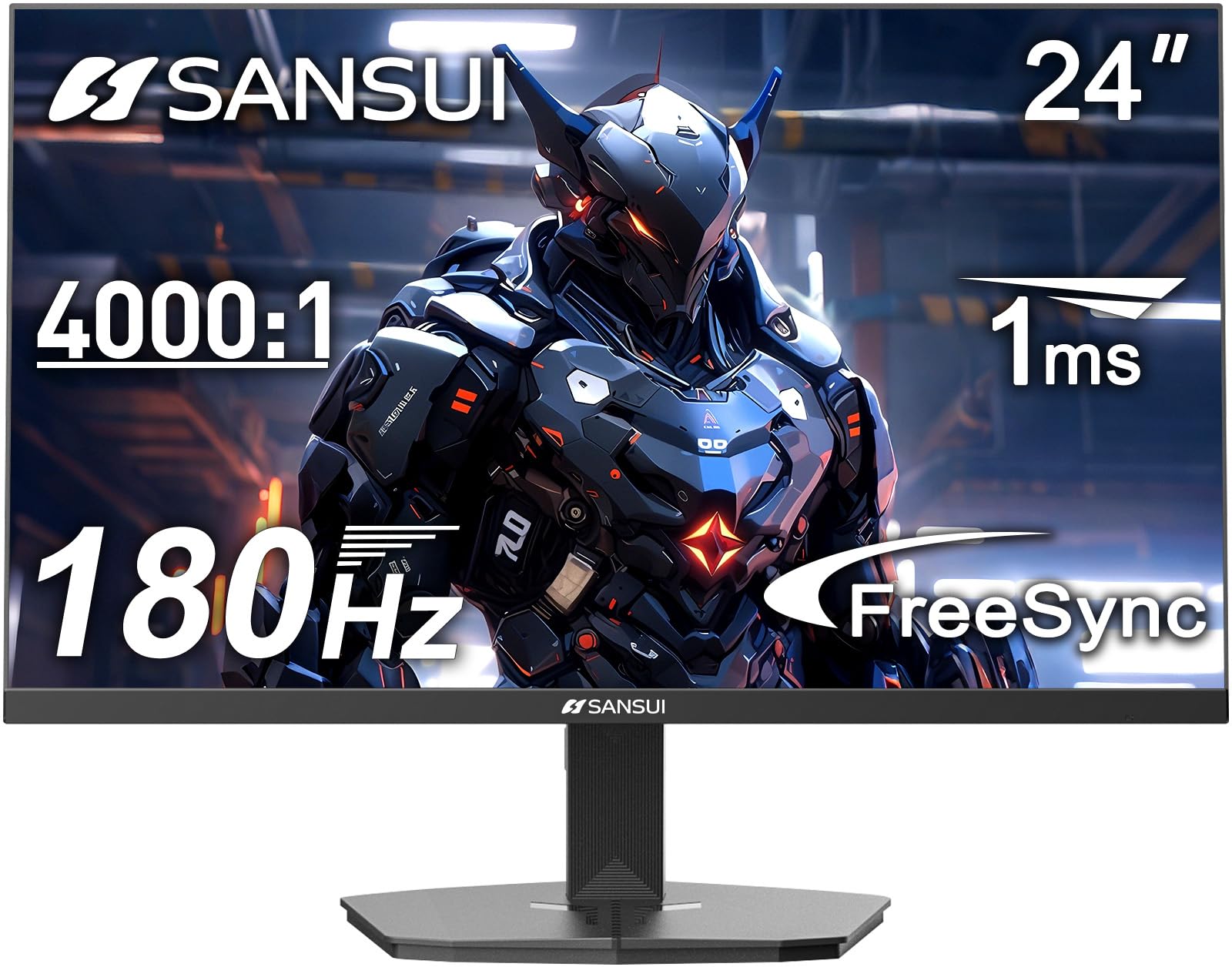 Sansui 24 Inch Gaming Monitor, 165Hz IPS Monitor with DisplayPortHDMI*2 Ports, FHD Monitor Computer Tilt Adjustable VESA Mount Eye-Care Frameless (ES-G24X5 HDMI Cable 1.5m Included)
