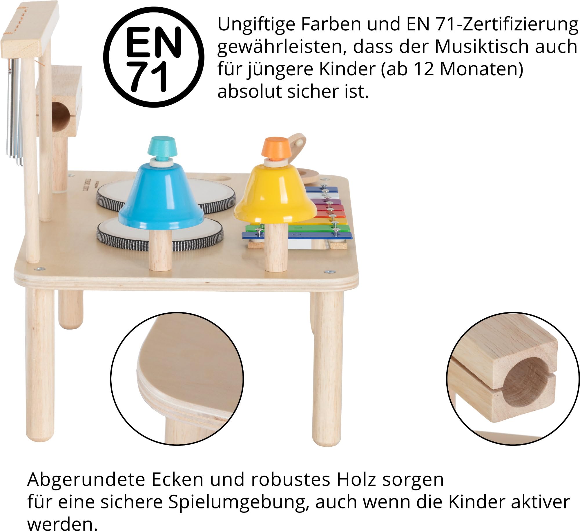 Classic Cantabile MT-121 12 en 1 Mesa de Percusión Musical, 5 cm, Peso: 1 | Hecho de madera sostenible con superficies extra suaves para máxima seguridad, Certificado según EN 71, 5 cm, 875 kg