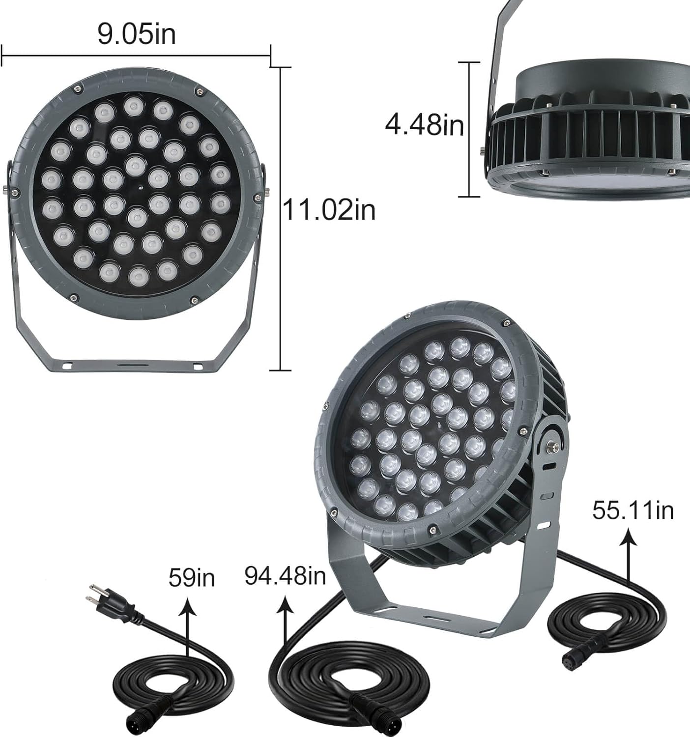 LED Wall Washer Light 144W RGBW Outdoor Spotlight, Outdoor ​Color Changing Stage Lights with Remote, Uplights for Weddings, Parties, Patio, Outdoor Wall,Landscape Lighting, IP65 Waterproof US 3-Plug