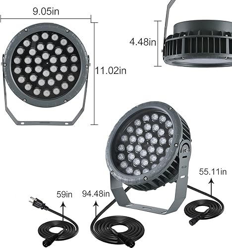 Vista 9 de 48W Wall Washer LED Lights,RGB 5000K Daylight Color Changing Wall Washer Light with Remote,IP65 Waterproof Outdoor LED Light Bar Suitable for