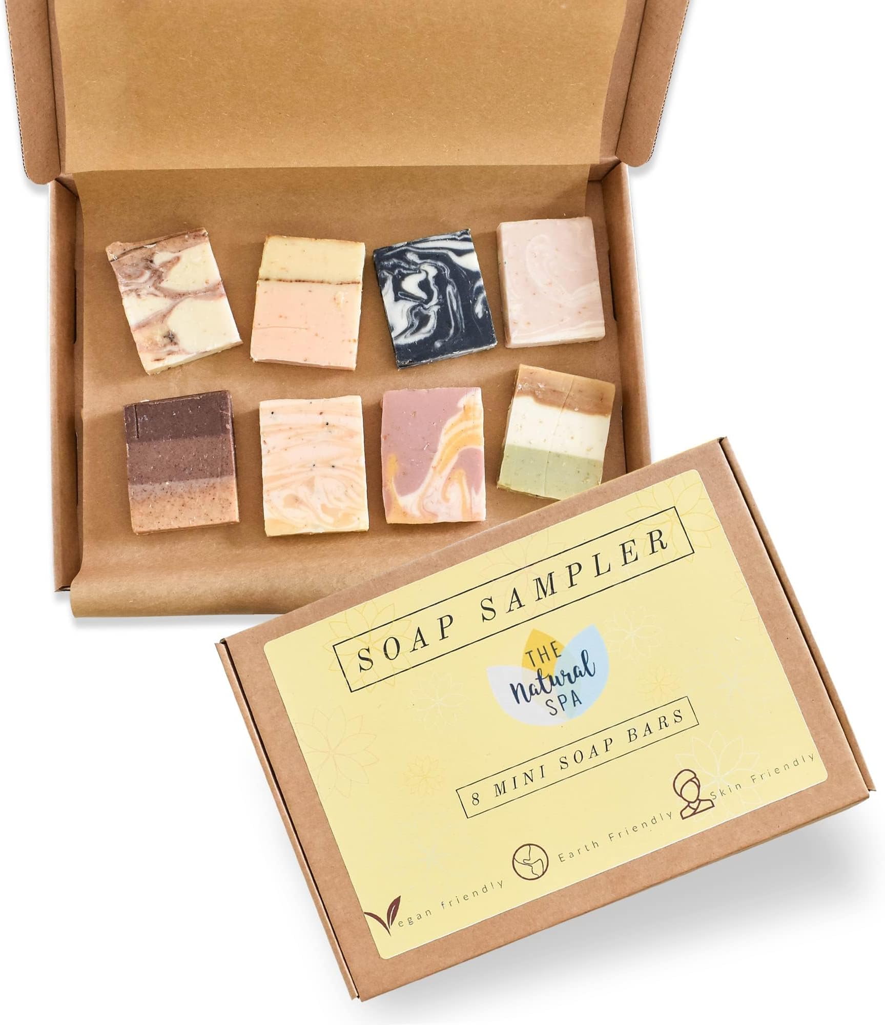 Home Made Soap Bar, Includes 8 Handcrafted Vegan Soap Bars, Handmade soap set All Skin Type Mothers Day gift, Birthday Gift, Women and Men Natural Soap, Gift-Ready Letterbox Packaging, 15g x Box of 8