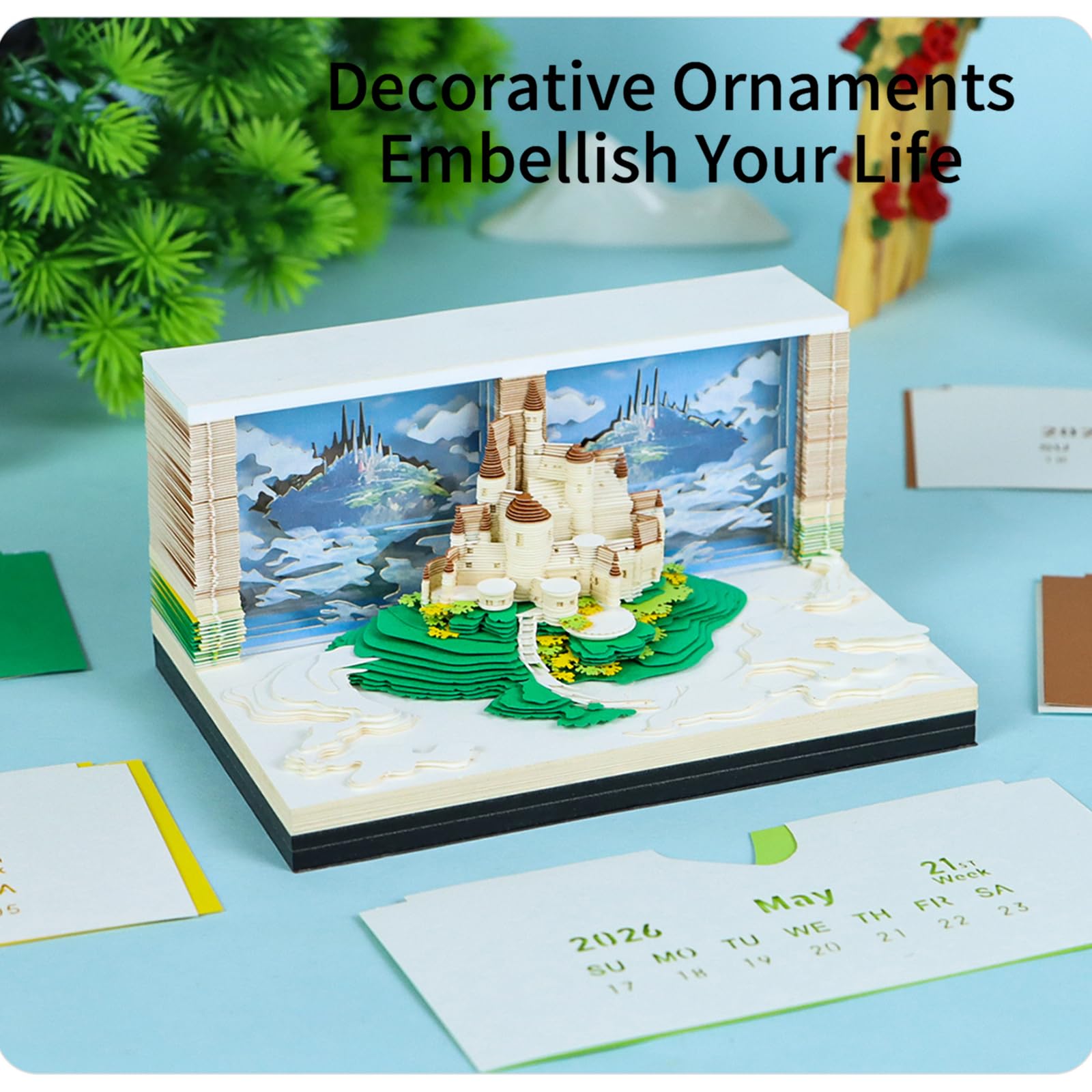Calendario da tavolo portatile Heaven Alcazar alimentato a batteria illuminato per uso notturno Calendario cartaceo speciale