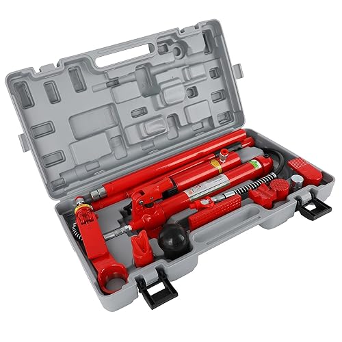 Miniatura 2 de SCITOO Gato hidráulico Porta Power de 12 toneladas con manguera de aceite de 4.6 pies4.6 ft, Ram de elevación de marco de carrocería, kits de