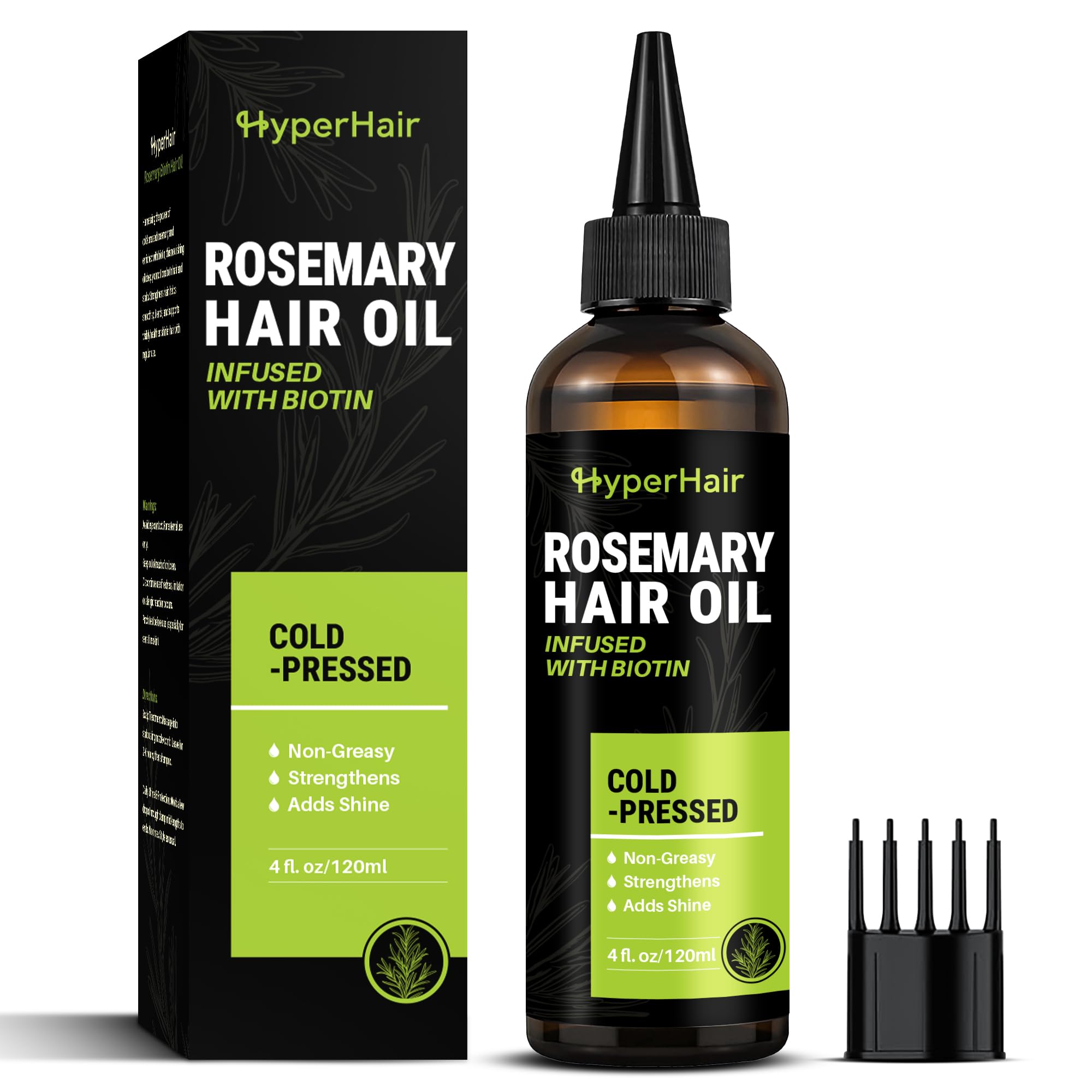 Rosemary Oil for Hair Growth, Cold-Pressed Rosemary Oil with Biotin, Nourishing Hair Growth Oil for Scalp Care, Thicker-Looking Hair, Stronger Strands & Split End Care, 4 Fl Oz