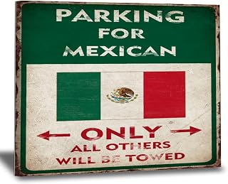 WoGuangis Parking for Mexican Canvas Print Painting Mexican Flag Posters Wall Hanging Decoration National Flag Patriotic National Symbolic Artworks for Bedroom Bathroom Home Office 8x10in