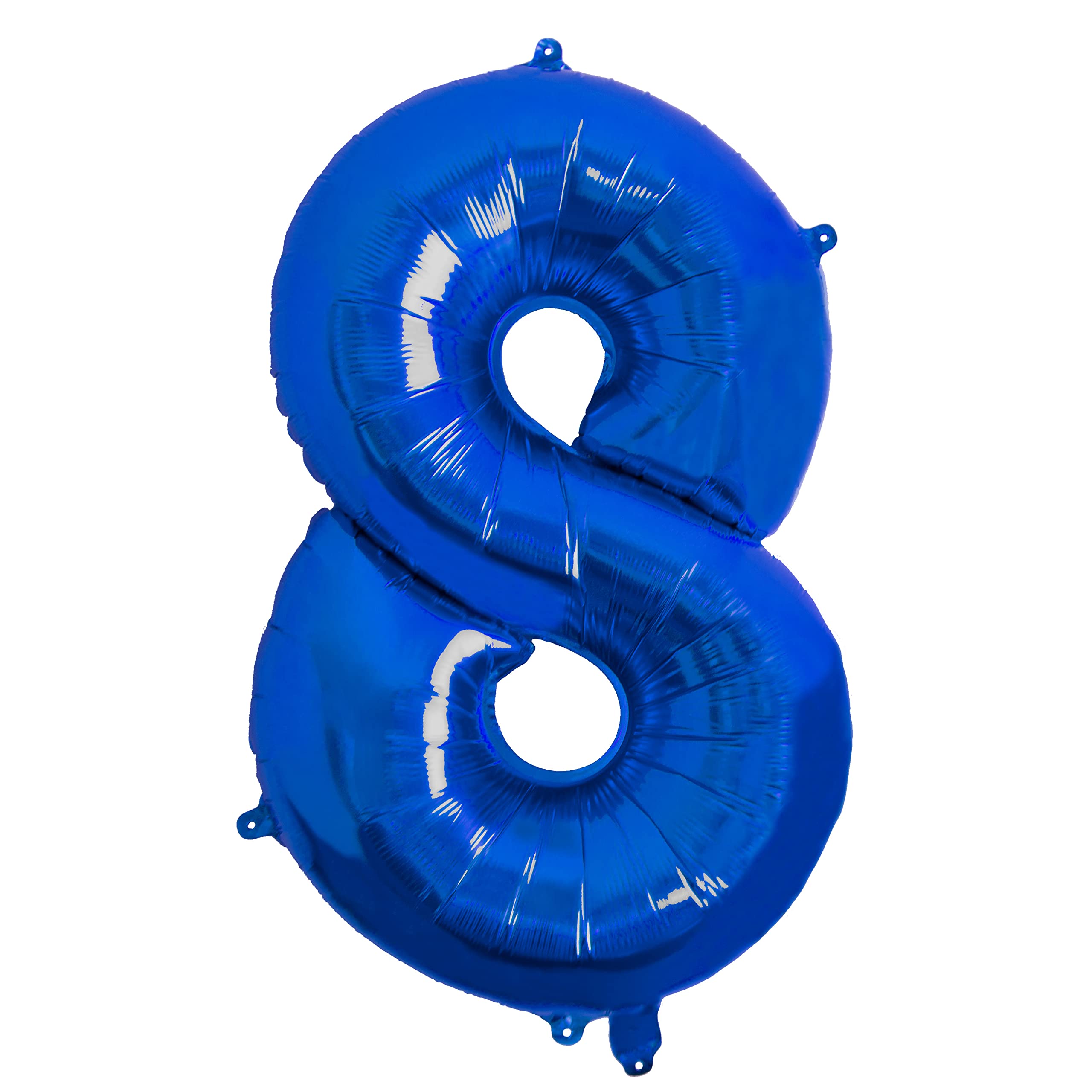 Riesen-Ballon Nummer 8 In Blau - 70 Cm Groß, Für Helium Oder Luft, Mit Befestigungslaschen & Strohhalm