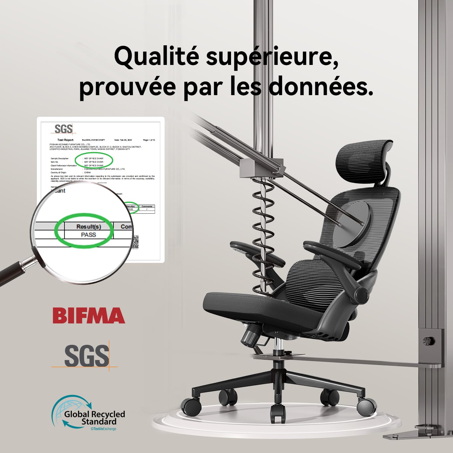 SIHOO M102C Chaise de Bureau, Chaise Ergonomique Fauteuil de Bureau Dossier Haut, Chaise de Bureau Grande et Haute avec accoudoirs rabattables, Soutien Lombaire réglable, Chaise avec appuie-tête，Noir