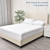 Vista 6 de PHF Sábana bajera ajustable 100% rayón derivado de bambú refrescante, tamaño King para dormir con calor, bolsillo profundo de 16 pulgadas, 1.0 in
