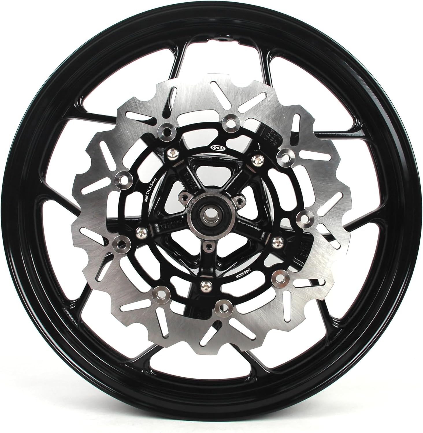 Arashi Front Wheel Rim and Brake Disc Rotor for Yamaha YZF R3 R25 2015-2025 ABS include, MT03 MT25 2015-2025, Motorcycle Replacement Accessories Parts Gloss Black