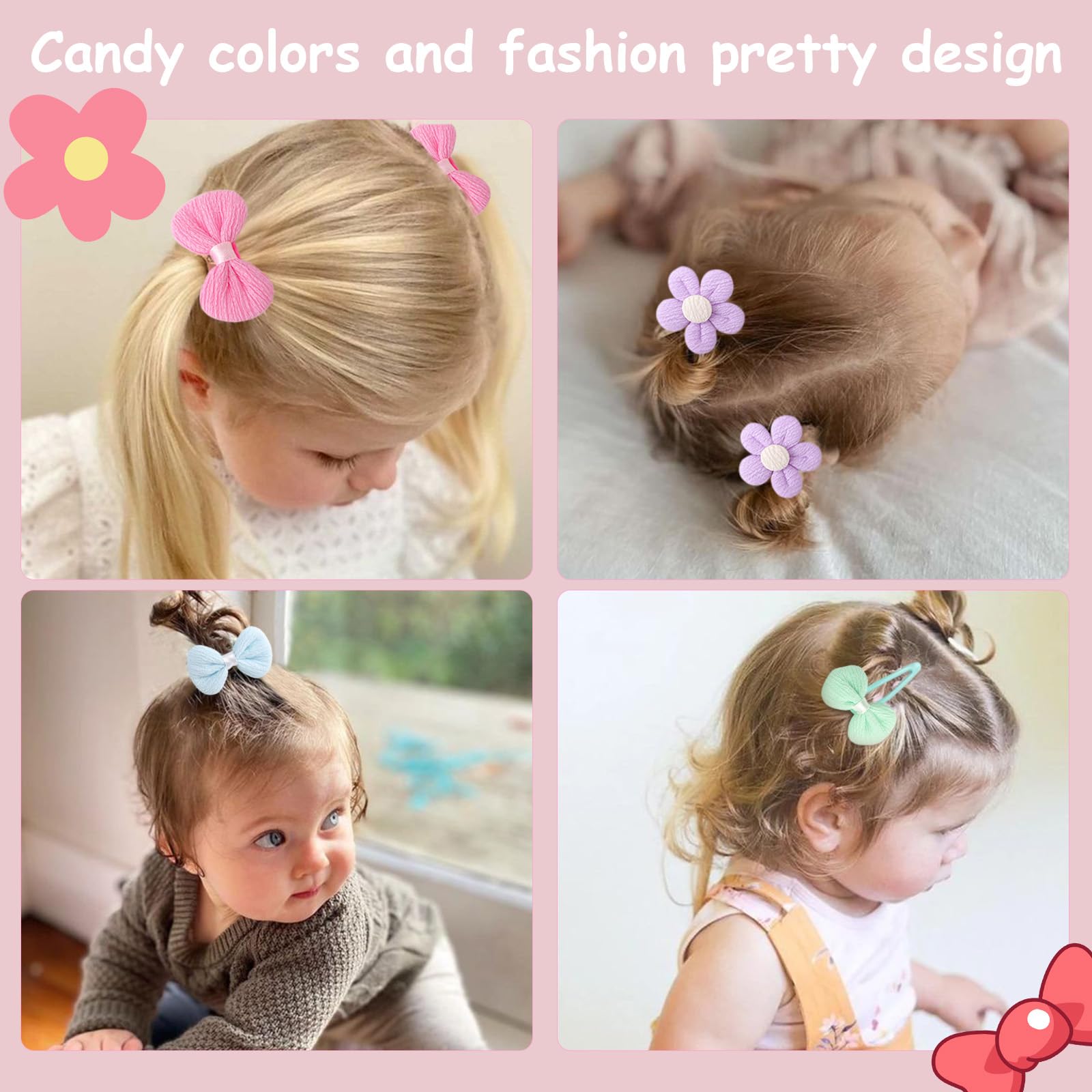 DRESHOW Accessoires de Cheveux pour les Filles Doux Sans Couture arcs et Fleurs Mignon Pinces à Cheveux Bandeau Élastique pour Queue de Cheval pour Tout-petits Nourrissons