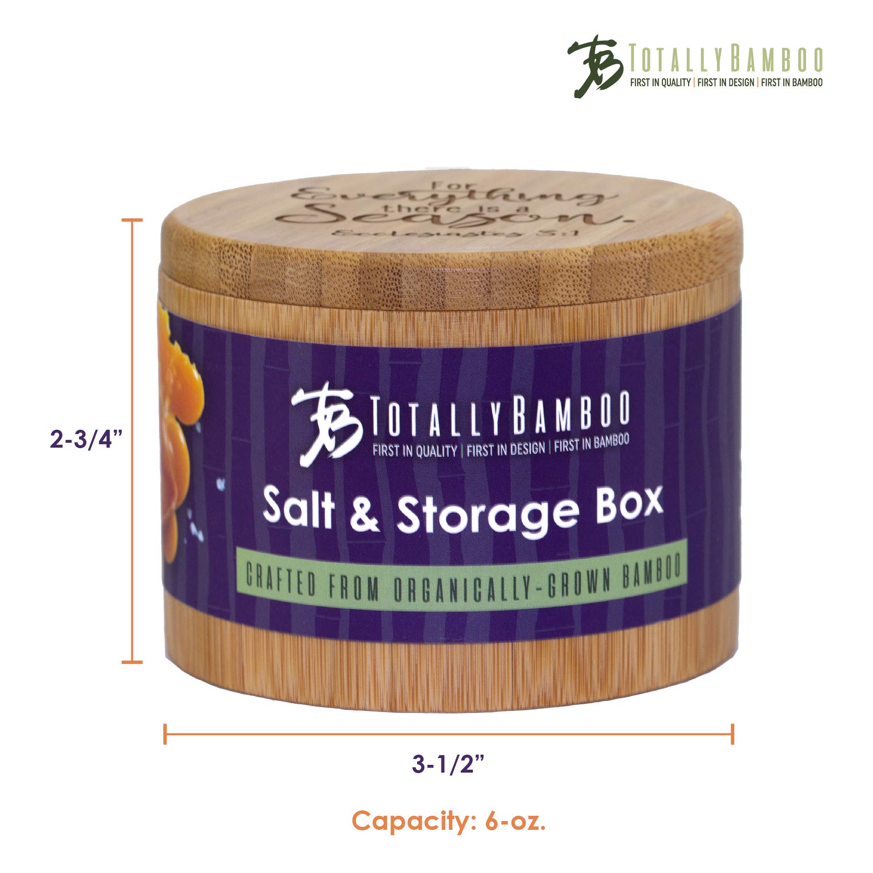 Totally Bamboo - Salero de bambú con tapa giratoria magnética, diseño de bíblia