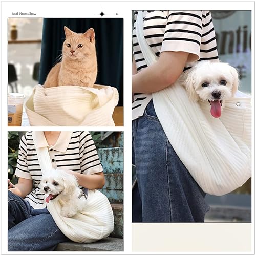 Miniatura 8 de Bolsa para gatos, bolsa portátil para mascotasperros, bolso mensajero para gatoperro, bolso de gato de un hombro, bolso de lona para perros