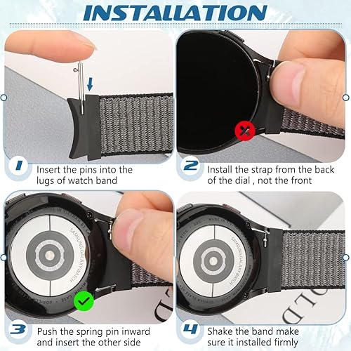 Miniatura 4 de Correa de nailon compatible con Samsung Galaxy Watch 654 de 1.575 pulgadas, 1.732 pulgadas, Watch 6 Classic de 1.654 pulgadas, 1.732 pulgadas, Watch