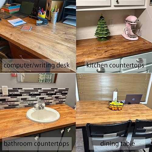 Miniatura 20 de Erfoni Papel tapiz de madera sintética marrón de 17.7 x 394 pulgadas, con aspecto de madera, autoadhesivo, rústico, extraíble, papel de contacto