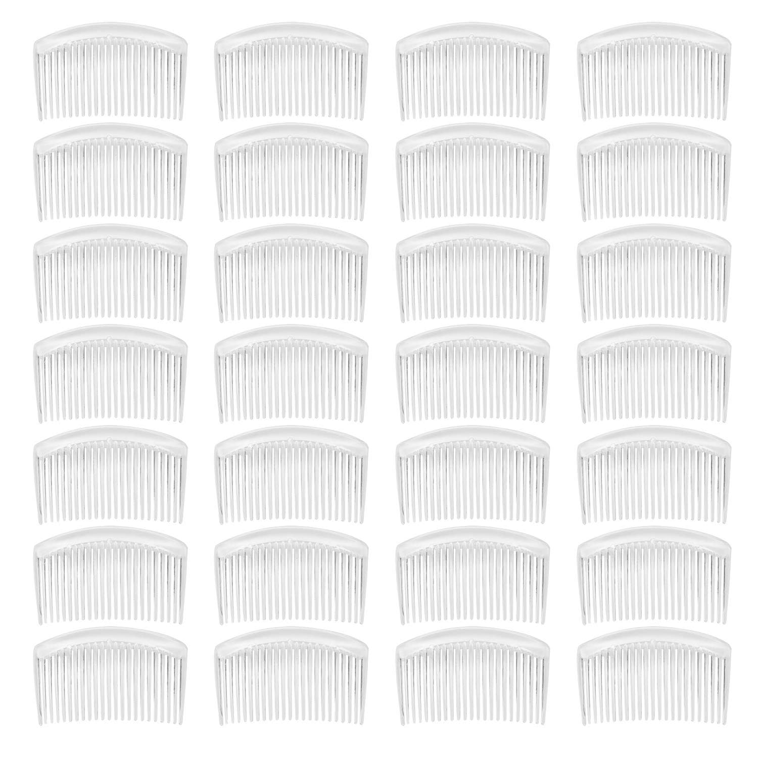 28 Pack Clear White Small Plastic Hair Side Comb With Long Teeth Hairpins Grips Barrettes Clamps Bows for Women Bridal Wedding Veil Decorative Headpiece Freach Twist Updo Bun Accessories-image-33