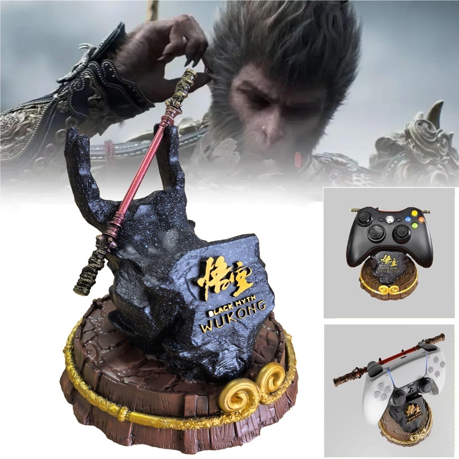 Black Myth Wukong Supporto per Controller di Gioco con Maledizione di Serraggio del Cerchio Dorato E Bastone di Ruyi di Bronzecloud, Supporto per Telefono per PS5/XSX/XB0X/NS/Switch PRO(A)