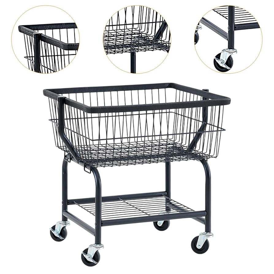 カートハンガー ブラック スチール製 ランドリーワゴン