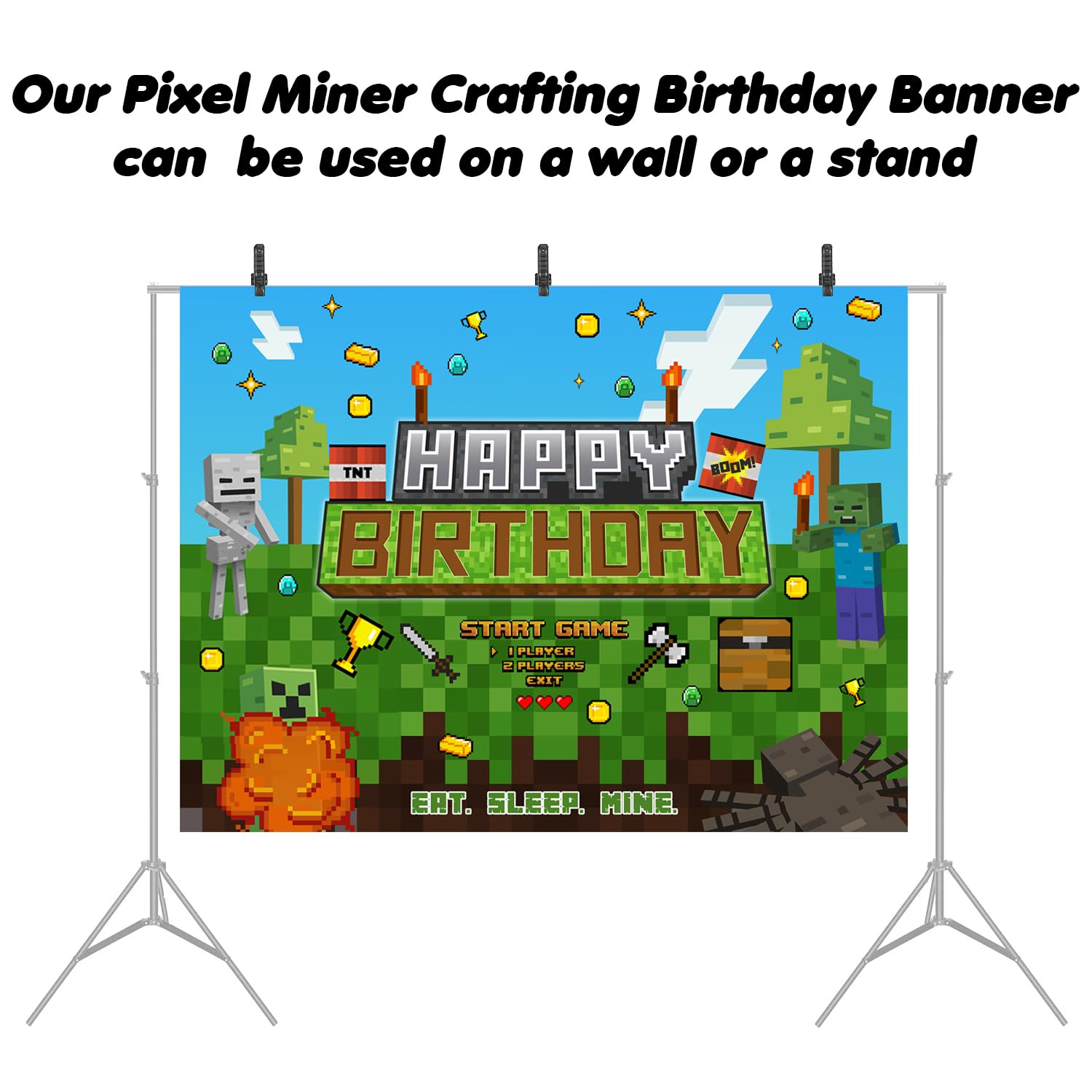 Miner Gamer Geburtstagsdeko Für Jungen 6-9 Jahre - Pixel Design