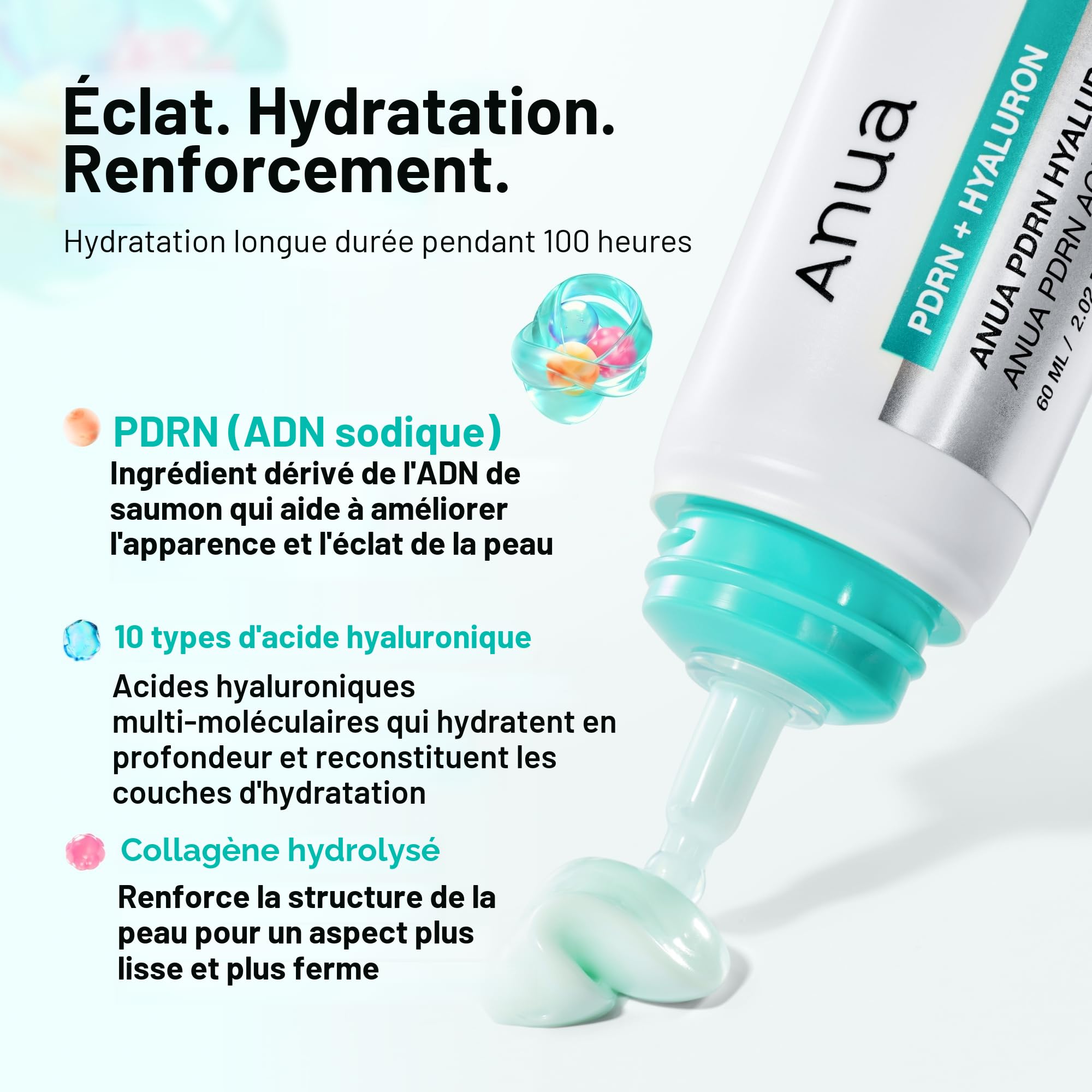Anua PDRN Crème Hydratante Visage – Crème Hydratante à l’Acide Hyaluronique, Éclat & Hydratation, Peau Sèche & Sensible, Skincare Coréenne, 60ml