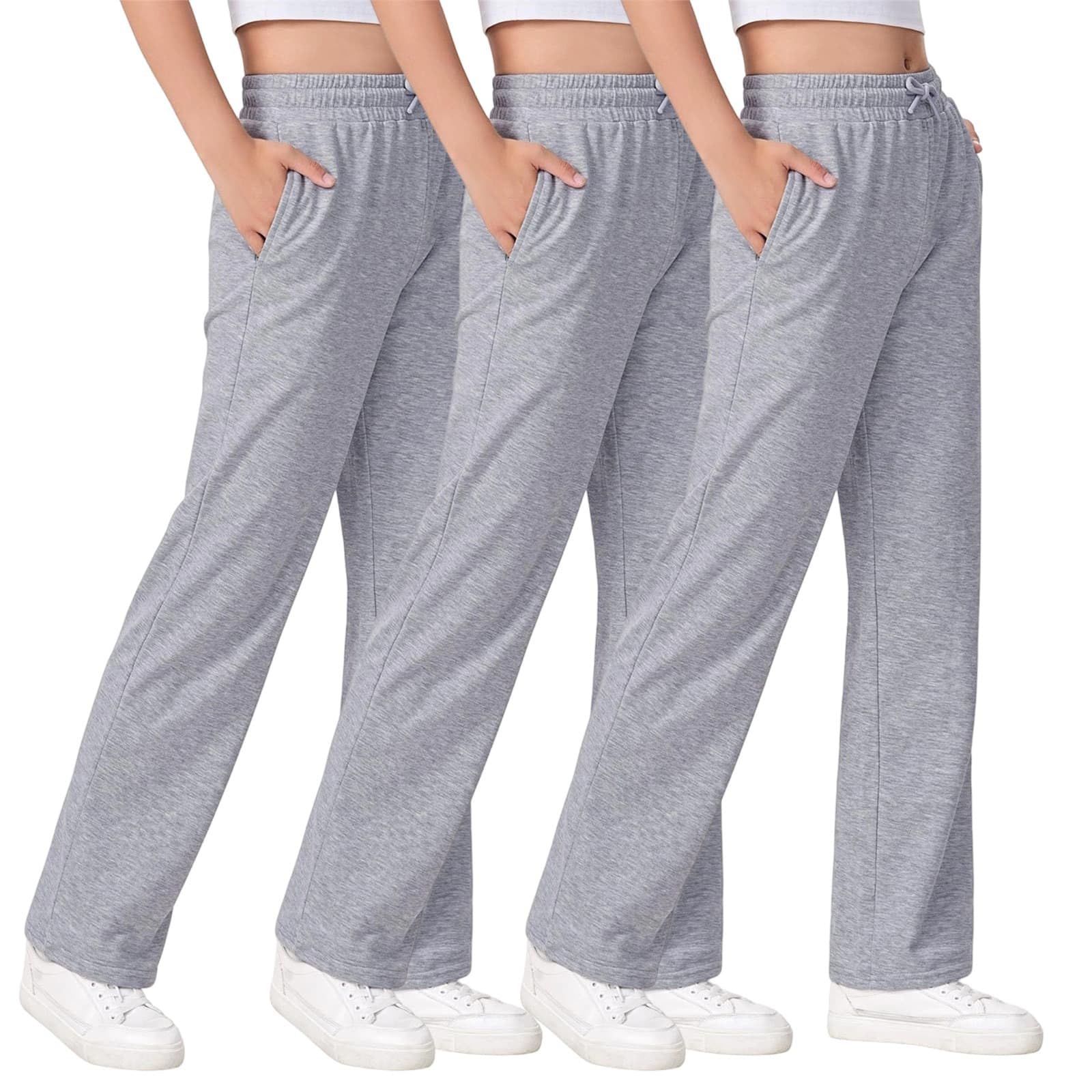 3er-Pack Baggy Jogginghose Mädchen Lange Jogging Sporthose mit Taschen