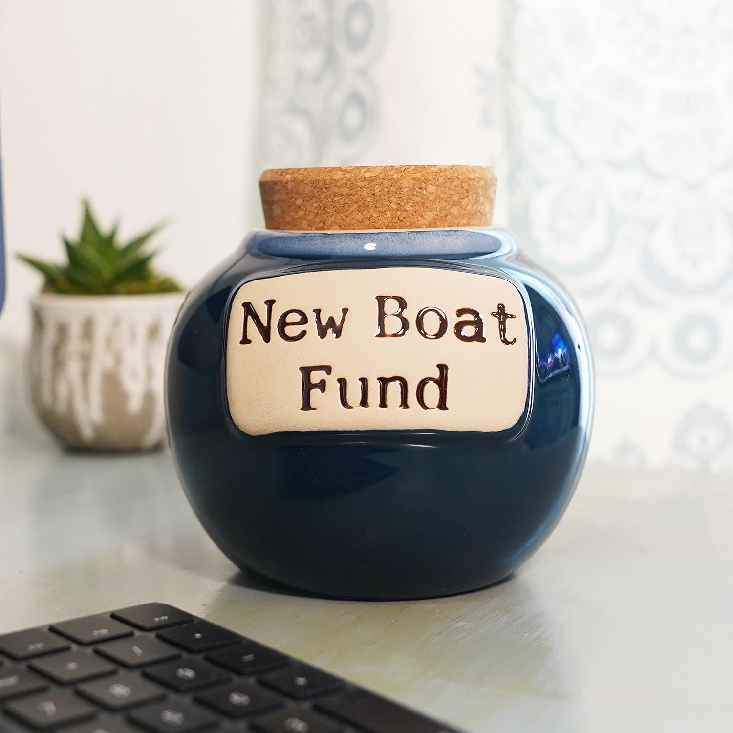Cottage Creek Jars - New Boat Fund Ceramic Piggy Bank, Boat Accessories, Boating Gifts for Men, Dad, Boat Lovers