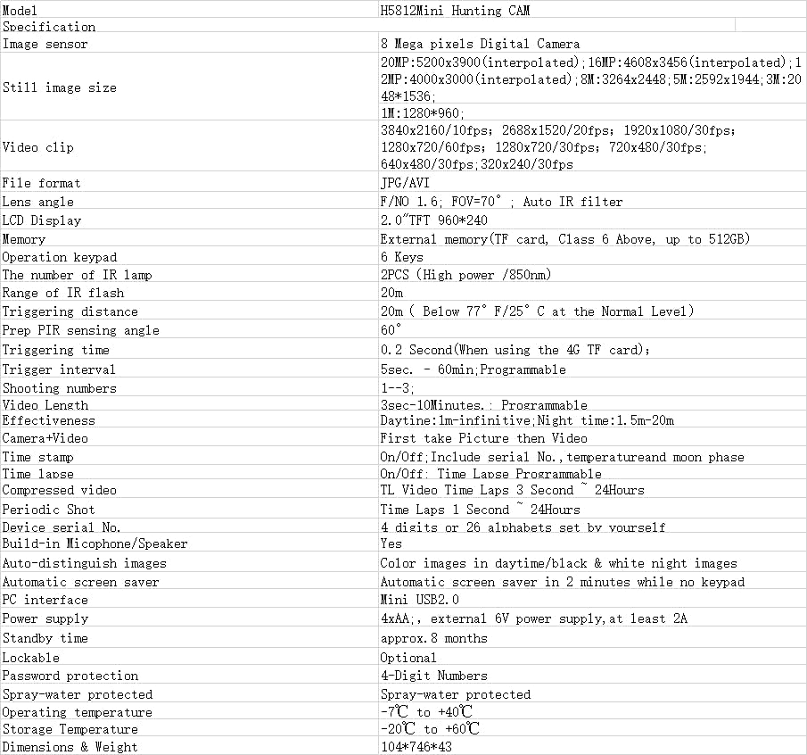 GOYOJO H5812 Camera 0.2 Trigerring Time Lapse Hunting Outdoor Solar Panel Stealths (H5812-2)